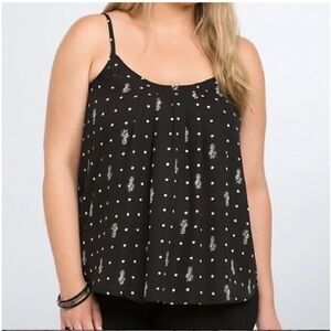 Torrid Pineapple and Polka Dot Pleated Camisole w/Criss Cross Detail on Back